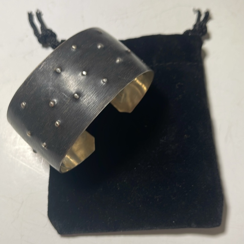 Oxidized Silver Cuff Bracelet - Picture 2 of 6